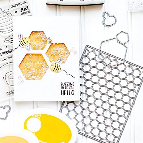 Lai-LYQ Stanzmaschine Stanzschablone, Bienenwaben-Hintergrund Scrapbooking Prägeschablonen Handwerk Papier Deko Festival Karten Geschenk von Lai-LYQ