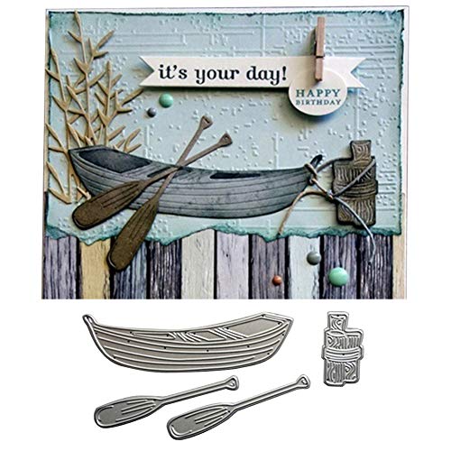 Lai-LYQ Stanzmaschine Stanzschablone, Bootspaddel Scrapbooking Prägeschablonen Papier Handwerk Deko Festival Karten Geschenk Silver von Lai-LYQ