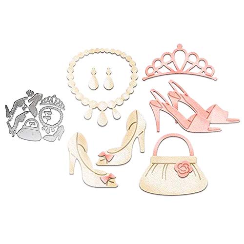 Lai-LYQ Stanzmaschine Stanzschablone, Dame Absätze Taschenkette Scrapbooking Prägeschablonen Papier Handwerk Deko Festival Karten Geschenk Silver von Lai-LYQ