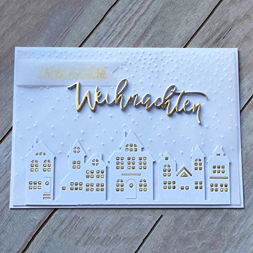 Lai-LYQ Stanzmaschine Stanzschablone, Haus Bauen Scrapbooking Prägeschablonen Papier Handwerk Deko Festival Karten Geschenk Silver von Lai-LYQ