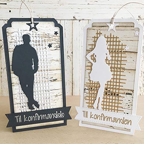 Lai-LYQ Stanzmaschine Stanzschablone, Männer Frauen Scrapbooking Prägeschablonen Papier Handwerk Deko Festival Karten Geschenk Silver von Lai-LYQ