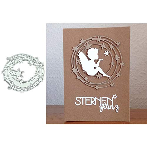 Lai-LYQ Stanzmaschine Stanzschablone, Sternenkreis Hintergrund Scrapbooking Prägeschablonen Festival Karten Foto Handwerk Dekor Geschenk von Lai-LYQ