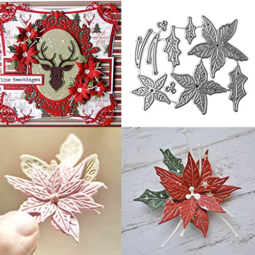 Lai-LYQ Weihnachtsblume Stanzmaschine Stanzschablone, Scrapbooking Prägeschablonen Papier Handwerk Weihnachtsdekoration Festival Karten Geschenk Silver von Lai-LYQ