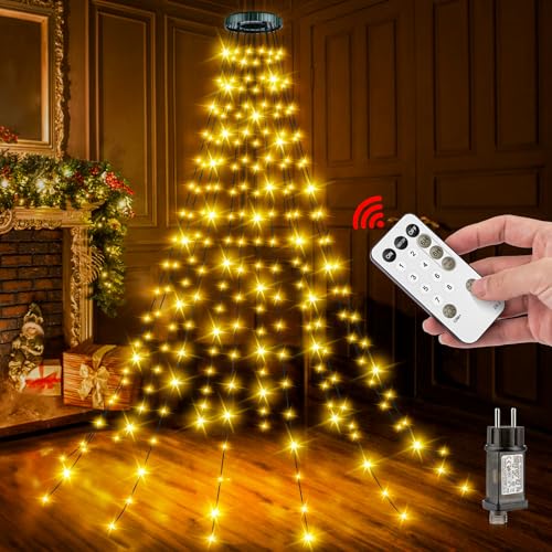 Lichterkette Weihnachtsbaum mit Fernbedienung - 2M 12 Stränge 240LED Wasserdicht Christbaumbeleuchtung mit Ring Innen Außen, Weihnachtsbeleuchtung 8 Modi Memory Timerfunktion Christbaum Dekoration Lichterkette Weihnachtsbaum mit Fernbedienung - 2M 12 Stränge 240LED Wasserdicht Christbaumbeleuchtung mit Ring Innen Außen, Weihnachtsbeleuchtung 8 Modi Memory Timerfunktion Christbaum Dekoration von LaiTeny