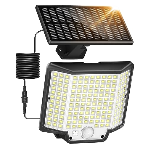 Solarlampen für Außen mit Bewegungsmelder: 166 LED Solarleuchte Aussen Solar Aussenleuchte IP65 Wasserdichte Gartenleuchten Solarstrahler LED Solar Wandleuchte für Garten (1 Stücke) von LaiTeny