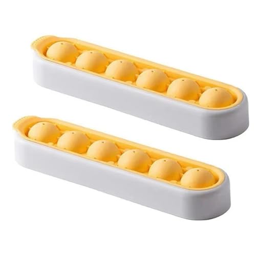 2 Stücke 6 Grid Ice Cube Tray Food Grade Silikon Ice Ball Mold Mit Deckel Küche Gadget In Sommer Liefert Eis Obst Form(2pcs Grey Yellow) von LaiYN