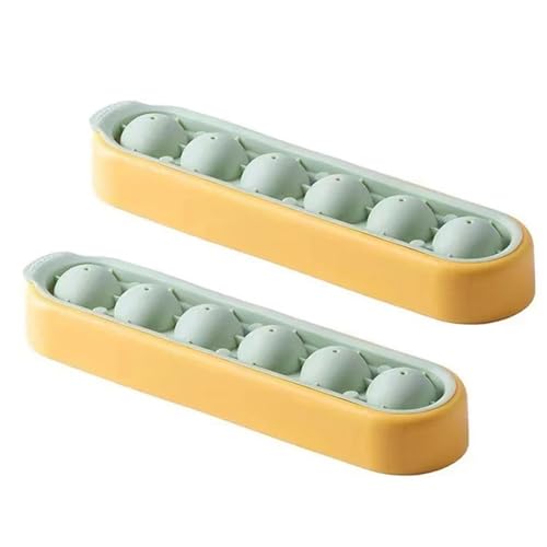 2 Stücke 6 Grid Ice Cube Tray Food Grade Silikon Ice Ball Mold Mit Deckel Küche Gadget In Sommer Liefert Eis Obst Form(2pcs Yellow Green) von LaiYN