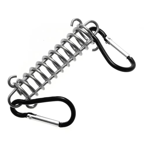 LaiYN 2 Stücke Edelstahl Zelt Seil Frühling Schnalle Zelt Spanner Camping Deck Heringe Mit Karabiner Clips Markise Spanner Festen Haken(2pcs Black) von LaiYN