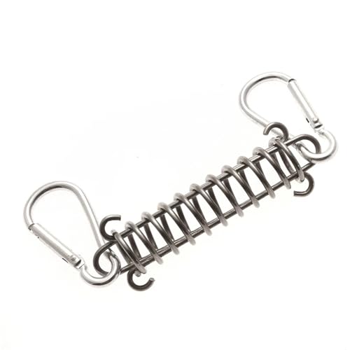 LaiYN 2 Stücke Edelstahl Zelt Seil Frühling Schnalle Zelt Spanner Camping Deck Heringe Mit Karabiner Clips Markise Spanner Festen Haken(2pcs Silvery) von LaiYN