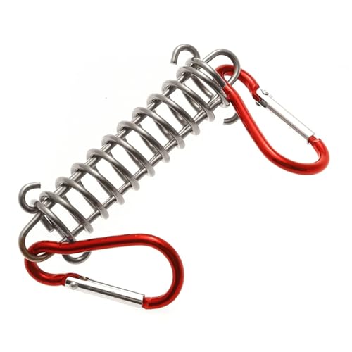 LaiYN 2 Stücke Edelstahl Zelt Seil Frühling Schnalle Zelt Spanner Camping Deck Heringe Mit Karabiner Clips Markise Spanner Festen Haken(2pcs red) von LaiYN