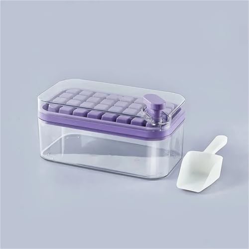 Multifunktionale Eiswürfelformen Silikon Eisform Lebensmittelqualität Form Quadratischer Behälter Set Knopfdruck Sammeln Eismaschine(Purple 1 Layer) von LaiYN