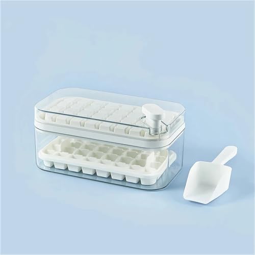 Multifunktionale Eiswürfelformen Silikon Eisform Lebensmittelqualität Form Quadratischer Behälter Set Knopfdruck Sammeln Eismaschine(White 2 Layer) von LaiYN