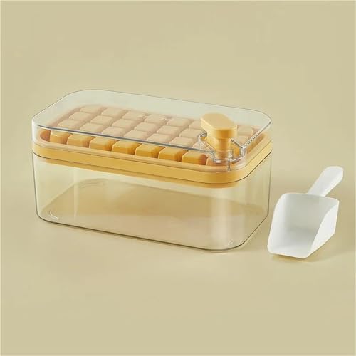 Multifunktionale Eiswürfelformen Silikon Eisform Lebensmittelqualität Form Quadratischer Behälter Set Knopfdruck Sammeln Eismaschine(Yellow 1 Layer) von LaiYN