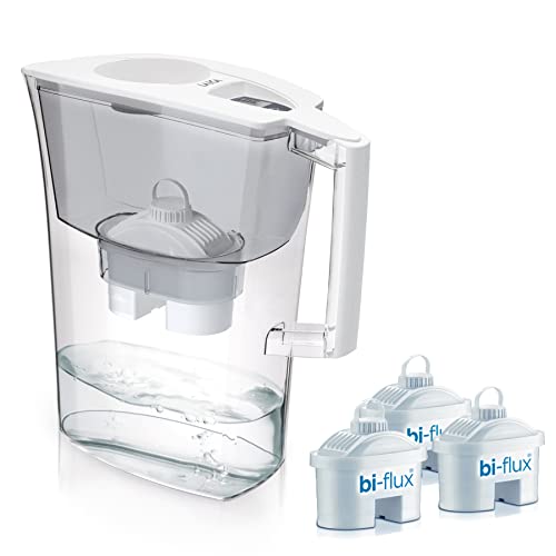 LAICA Primeline Line Wasserfilterkanne - Weiß - 2,3 L Fassungsvermögen - 3 Bi-Flux-Filter enthalten, bewahrt Mineralien und reduziert unerwünschte Stoffe - Digitaler Timer - Made in Italy von Laica