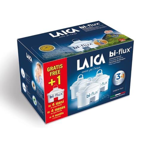 Laica, 4er Pack Bi-Flux Filter (3+1) Filterkartusche für die Wasseraufbereitung (Versorgung für 4 Monate) von Laica