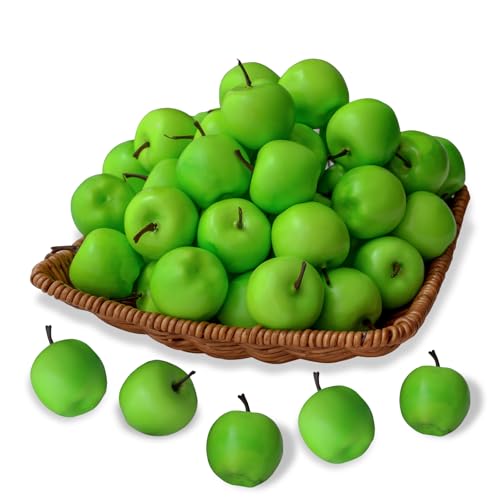 Laiiqi 30 Stück Mini künstliche Äpfel, gefälschte kleine grüne Apfel Mini-Früchte realistische lebensechte Simulation Äpfel für Home Party Weihnachtsbaum Dekor Äpfel Fotografie Requisiten von Laiiqi