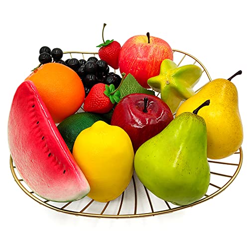 Laiiqi Künstliche Früchte, gefälschte Früchte Ornament Set gefälschter Apfel Zitrone für Heimtextilien, Simulation Obst Ornament Handwerk Food Fotografie Requisiten Esstisch Dekor (12 Stück Mix) von Laiiqi