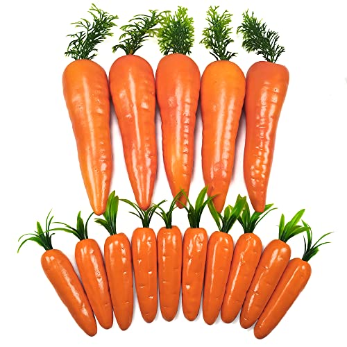 Laiiqi Künstliche Karotten, 15 Stück gefälschte Karotten-Osterdekor, lebensechte künstliche Gemüsekarotten für die Inneneinrichtung Küche Fotografie Requisiten von Laiiqi