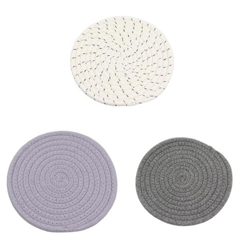 1/3pcs Cup Matte Baumwollfaden Gewebter Untersetzer Runde Placemat Getränke Heiße Pads Matten Absorbierende Verteilte Getränke Runde Hitzebeständige Matten Für Tischschutzschutz von Laikoutd