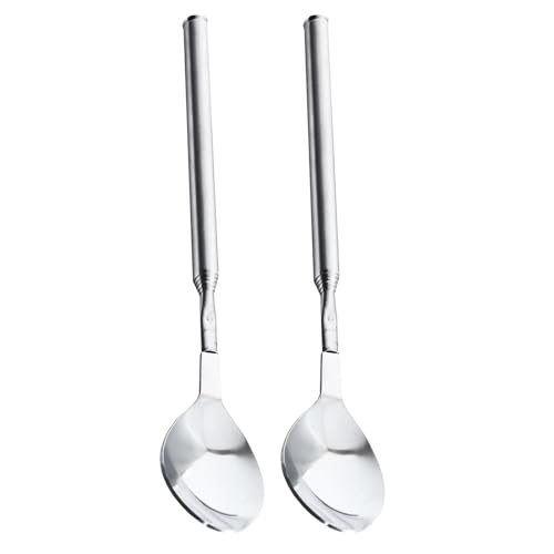 2pcs Teleskoping Edelstahlgabeln Löffel Tragbare Extendierbare Besteck Mit Langem Für Grillen Und Häusliche Gebrauchsgebrauch Tragbare Kochgabeln Freien von Laikoutd