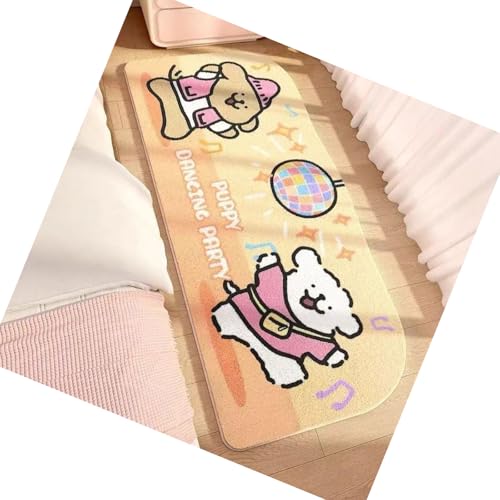 Bodenmatte Schöne Welpenmuster Anti Schlupf Bad Matte Weicher Faserboden Teppich Floormat Für Kindergarten Flur Schlupf Proof Cartoon Line Hund Teppich von Laikoutd
