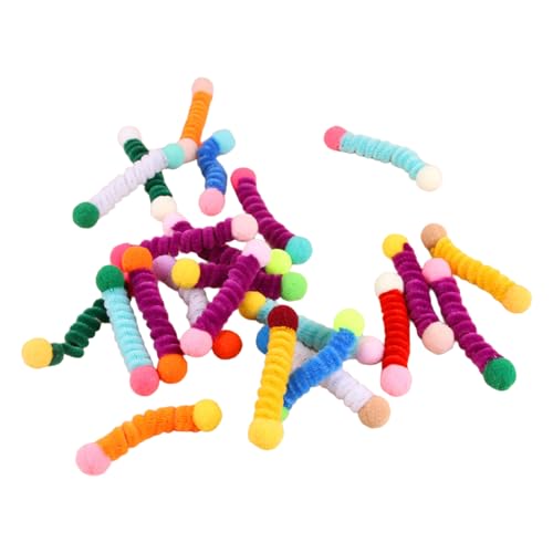 Laikoutd 24 Insmikes Gemischte Katzen Teaser Spielzeug Mit Flexiblen Haarstreifen Und Farbenfrohen Doppelt Beendeten Plüschkugel Für Aktive Haustierkätzchen Katzen Mit Weicher Spitze von Laikoutd