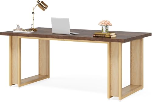 Lailang Hölzerner Business-Arbeitsplatz mit Kufengestell und Robustem Metallrahmen für Büro 160x80cm Braun Lailang Hölzerner Business-Arbeitsplatz mit Kufengestell und Robustem Metallrahmen für Büro 160x80cm Braun von Lailang