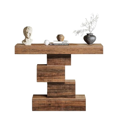 Lailang Konsolentisch mit Gestuftem Design, 108 cm Holz Eingangstisch mit Geometrischem Gestell für Flur, Wohnzimmer, Schlafzimmer für Dekoration und Aufbewahrung Lailang Konsolentisch mit Gestuftem Design, 108 cm Holz Eingangstisch mit Geometrischem Gestell für Flur, Wohnzimmer, Schlafzimmer für Dekoration und Aufbewahrung von Lailang