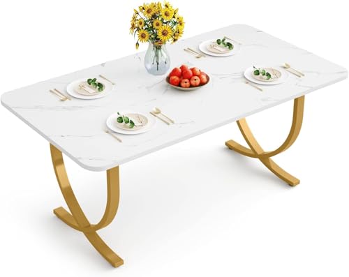 Lailang Moderner Esstisch Für 6 Personen 160 x 80 x 75 cm Tisch Wohnzimmer Rechteckig Küchentisch Esstisch für Esszimmer Küche Moderner-Design Weiß Gold 160x80x75 cm Lailang Moderner Esstisch Für 6 Personen 160 x 80 x 75 cm Tisch Wohnzimmer Rechteckig Küchentisch Esstisch für Esszimmer Küche Moderner-Design Weiß Gold 160x80x75 cm von Lailang