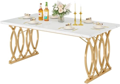 Lailang Moderner Esstisch Für 6 Personen Tisch Wohnzimmer 160 x 80 x 75 cm Rechteckig Küchentisch Esstisch für Esszimmer Küche Moderner-Design Weiß Gold 160x80x75 cm Lailang Moderner Esstisch Für 6 Personen Tisch Wohnzimmer 160 x 80 x 75 cm Rechteckig Küchentisch Esstisch für Esszimmer Küche Moderner-Design Weiß Gold 160x80x75 cm von Lailang