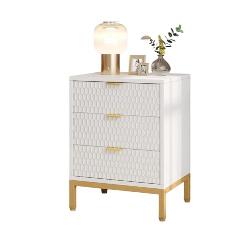 Lailang Moderner Nachttisch 65,5 cm Hoher Nachttisch Mit 3 Schubladen Moderner Beistelltisch Mit Stauraum für Schlafzimmer Wohnzimmer Weiß Gold 50x40x66 cm Lailang Moderner Nachttisch 65,5 cm Hoher Nachttisch Mit 3 Schubladen Moderner Beistelltisch Mit Stauraum für Schlafzimmer Wohnzimmer Weiß Gold 50x40x66 cm von Lailang