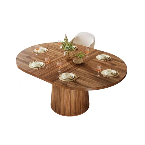 Lailang Ovaler Esstisch Für 6 Personen 140 cm Bauernhaus-Holz-Esstisch Rustikaler Küchentisch Mit Holztischplatte Und Zylindrischem Sockel für Esszimmer Braun 140x100x76 cm Lailang Ovaler Esstisch Für 6 Personen 140 cm Bauernhaus-Holz-Esstisch Rustikaler Küchentisch Mit Holztischplatte Und Zylindrischem Sockel für Esszimmer Braun 140x100x76 cm von Lailang