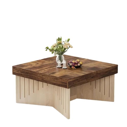 Lailang Quadratischer Couchtisch Wohnzimmertisch Aus Holz Bauernhaus-Couchtisch Mit Gravierten Linien Kaffeetisch Sofatisch für Wohnzimmer Balkon Büro Rustikal Braun 90x90x50 cm Lailang Quadratischer Couchtisch Wohnzimmertisch Aus Holz Bauernhaus-Couchtisch Mit Gravierten Linien Kaffeetisch Sofatisch für Wohnzimmer Balkon Büro Rustikal Braun 90x90x50 cm von Lailang
