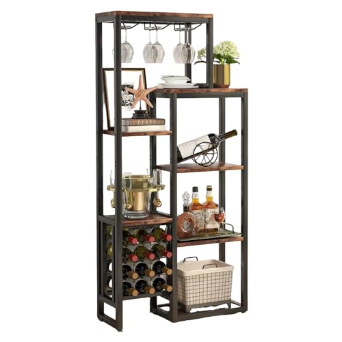 Lailang Weinregal Freistehender Boden 5-stöckiges Weinbäckerregal mit Glashalter Weinaufbewahrung Industriell Weinbarschrank für Bar Küche Esszimmer 175cm Höhe Rustic Brown Lailang Weinregal Freistehender Boden 5-stöckiges Weinbäckerregal mit Glashalter Weinaufbewahrung Industriell Weinbarschrank für Bar Küche Esszimmer 175cm Höhe Rustic Brown von Lailang