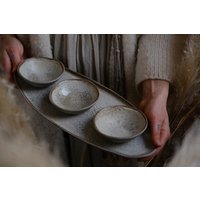 Handgemachtes Tapas-Set Aus Steingut Strukturierte Schalen & Servierplatte von LaimaCeramics