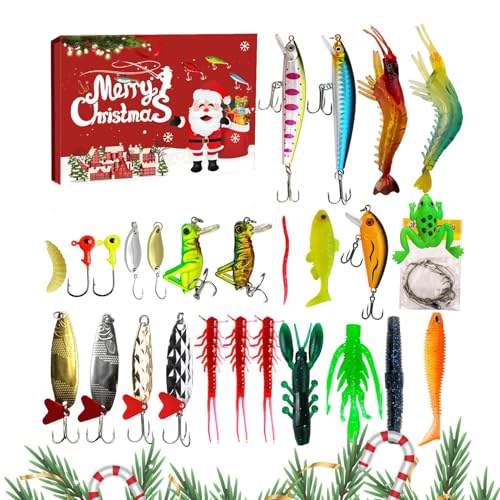 24 Tage Angel-Adventskalender | Weihnachten 24 Tage Countdown-Kalender Angelköder | Angelköder für Salzwasser und Süßwasser | Männer Erwachsene Ehemann Vater Großvater Freund Angler 24 Tage Angel-Adventskalender | Weihnachten 24 Tage Countdown-Kalender Angelköder | Angelköder für Salzwasser und Süßwasser | Männer Erwachsene Ehemann Vater Großvater Freund Angler von Lainiaoly