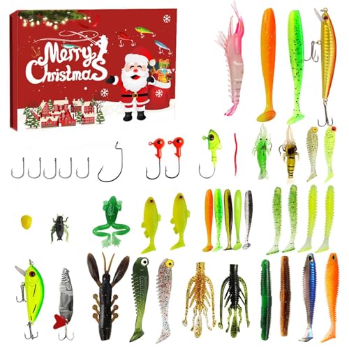 Angeln Advents Countdown Kalender | Weihnachts Angelköder 24 Tage Countdown Kalender | Angelköder für Salzwasser und Süßwasser | Männer Teenager Großvater Ehemann Freund Vater Angler Angeln Advents Countdown Kalender | Weihnachts Angelköder 24 Tage Countdown Kalender | Angelköder für Salzwasser und Süßwasser | Männer Teenager Großvater Ehemann Freund Vater Angler von Lainiaoly