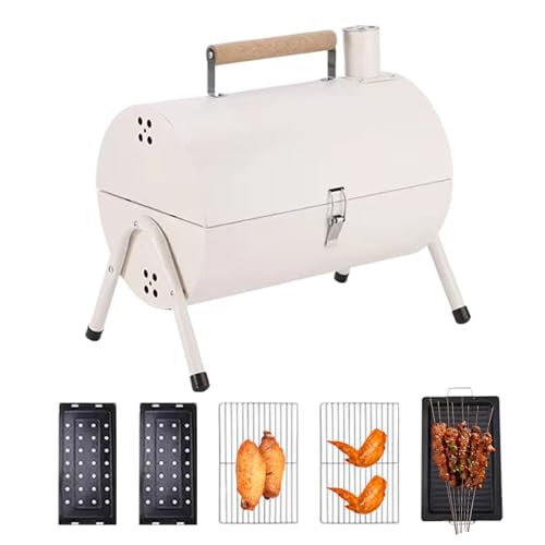 Fassgrill | Camping Grill Mit Räucherfunktion - Leichter Belüfteter Fassgrill Für Balkon Garten Zuhause Camping Terrasse von Lainiaoly