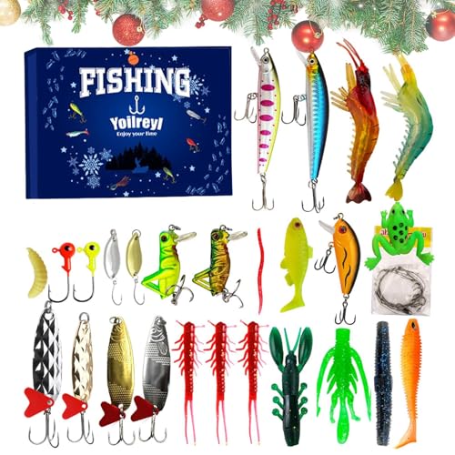 Fischfang Adventskalender | Weihnachts Angelköder 24 Tage Countdown Kalender | Angelzubehör Köder für Süßwasser Salzwasser | Angler Enthusiasten Männer Teenager Großvater Ehemann Freund Vater Fischfang Adventskalender | Weihnachts Angelköder 24 Tage Countdown Kalender | Angelzubehör Köder für Süßwasser Salzwasser | Angler Enthusiasten Männer Teenager Großvater Ehemann Freund Vater von Lainiaoly