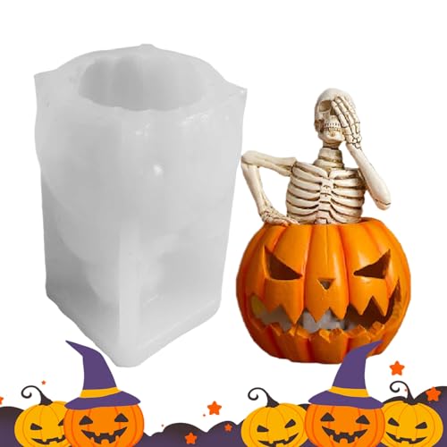 Kürbis-Schädel-Kerzenform | Schädel-förmige Halloween Kerzenformen,Silikonform Für Handgemachte Seifen Aromatherapie Kuchen Süßigkeiten Gespenstisch Kürbis-Schädel-Kerzenform | Schädel-förmige Halloween Kerzenformen,Silikonform Für Handgemachte Seifen Aromatherapie Kuchen Süßigkeiten Gespenstisch von Lainiaoly