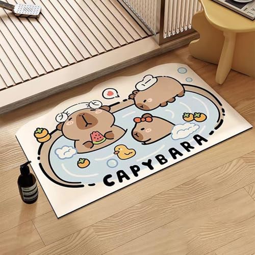 Lainiaoly Badmatte rutschfest - Capybara rutschfeste Badezimmer Fußmatte | Schnelltrocknende Weiche Matte Absorbierend Diatomeenerde Für Dusche Badewanne von Lainiaoly