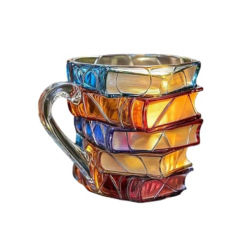 Lainiaoly Isolier Teebecher | Handgefertigte 3D Buch Glas Teetasse in Farben | Spülmaschinenfest Für Heiße Getränke Cocktail Whisky Lainiaoly Isolier Teebecher | Handgefertigte 3D Buch Glas Teetasse in Farben | Spülmaschinenfest Für Heiße Getränke Cocktail Whisky von Lainiaoly