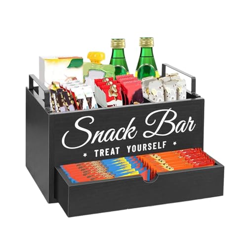 Lainiaoly Kaffee Organizer,Kaffee Theke & Teestation Organizer | Präsentationsständer Mit Schublade Hölzern Für Küchenorganisation Tee Zucker Gewürze Zubehör Zuhause Hotel von Lainiaoly