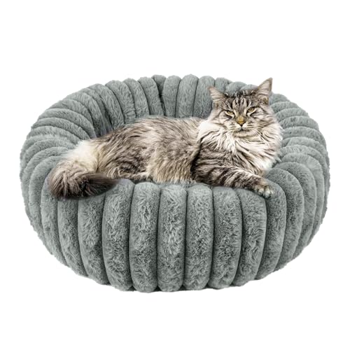 Lainiaoly Katze Donut Bett,Waschbare Kuschelige Runde Katzen Lounge | Plüsch Haustier Kissin rutschfeste Möbel für Wohnung Reise Ecke Zuhause Schlafzimmer Büro Innenbereich Boden Balkon von Lainiaoly