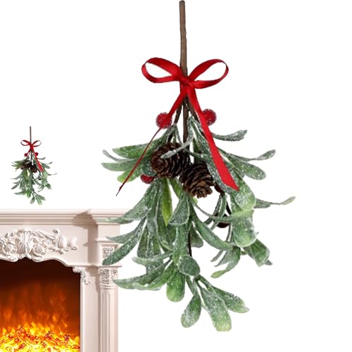 Lainiaoly Weihnachts-Mistelzweig-Dekoration Mit Roter Schleife, Simulierte Grüne Mistelzweige, Dekorative Zweige, Festlicher Gastgeschenk Für Den Winter, Neujahr Lainiaoly Weihnachts-Mistelzweig-Dekoration Mit Roter Schleife, Simulierte Grüne Mistelzweige, Dekorative Zweige, Festlicher Gastgeschenk Für Den Winter, Neujahr von Lainiaoly