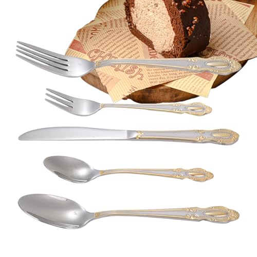 Retro Silber Besteckset, Wunderschönes Carving Edelstahlgeschirr, Utensilienset, Gabel, Löffel, Messer, Antikes Barock-Besteckset Für Weihnachten, Thanksgiving, Halloween von Lainiaoly