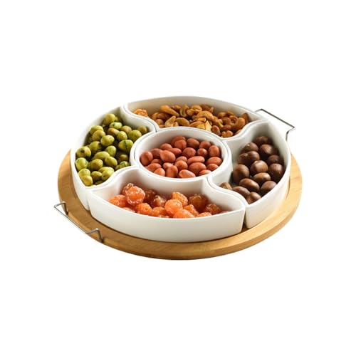 Snack Spinner - Unterteiltes Dreh-Serviertablett Mit Griff - Abnehmbare Runde Vorspeisenplatte Mit 5 Fächern Für Partys Feiern Weihnachten Reisen Picknicks Snack Spinner - Unterteiltes Dreh-Serviertablett Mit Griff - Abnehmbare Runde Vorspeisenplatte Mit 5 Fächern Für Partys Feiern Weihnachten Reisen Picknicks von Lainiaoly