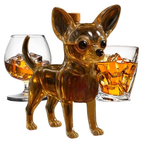 Spirituosen Karaffe - Hund Glasflasche Whiskey Karaffe,Aufbewahrungsbehälter Deko Für Zuhause Vodka Tequila Bourbon Männer Geburtstag Weihnachten Party Trinken von Lainiaoly