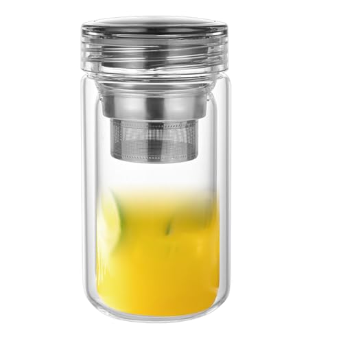 Tea Infuser Mug - Glas Teetasse mit Aufgussbehälter - Auslaufsichere Große Kaffeetasse Für Party Auto Servieren Familie Camping Outdoor Zuhause Reisen Kollegen | Für Camping Zuhause Auto Servieren Fre von Lainiaoly