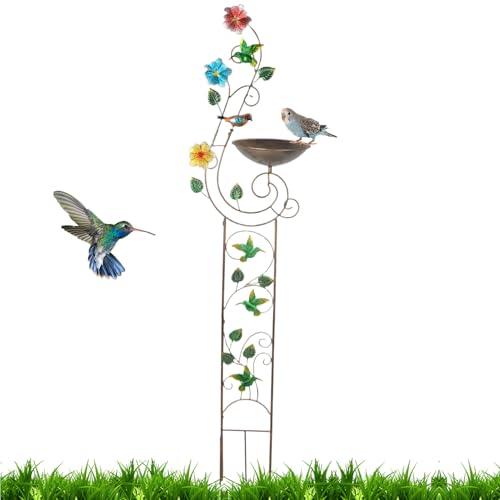Vogelbad Mit Gartenschlangen Zum Klettern, 2-in-1 Metall Vogelwasserfuttermittel Mit Abnehmbarer Schüssel Retro Kleine Gartenpflanze Unterstützung, Mit Erdspieß Schmetterlings Kolibri Vogelbad Mit Gartenschlangen Zum Klettern, 2-in-1 Metall Vogelwasserfuttermittel Mit Abnehmbarer Schüssel Retro Kleine Gartenpflanze Unterstützung, Mit Erdspieß Schmetterlings Kolibri von Lainiaoly